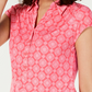 Camisa polo feminina estampada Charter Club com manga curta, rosa, tamanho extragrande