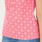 Camisa polo feminina estampada Charter Club com manga curta, rosa, tamanho extragrande