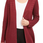 Cardigan feminino Alfani metálico com abertura frontal, vermelho, tamanho X-S