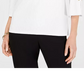 JM Collection Top feminino com textura e buraco de chave, tamanho PS, branco