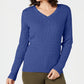 Karen Scott Suéter Feminino Petite Cotton Cable Knit Azul Tamanho PXL