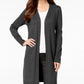 Cardigan feminino com mangas amarradas JM Collection, tamanhos regular e pequeno, cinza, tamanho médio