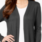 Cardigan feminino com mangas amarradas JM Collection, tamanhos regular e pequeno, cinza, tamanho médio