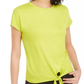 Camiseta feminina Bar III com amarração frontal, verde, tamanho pequeno