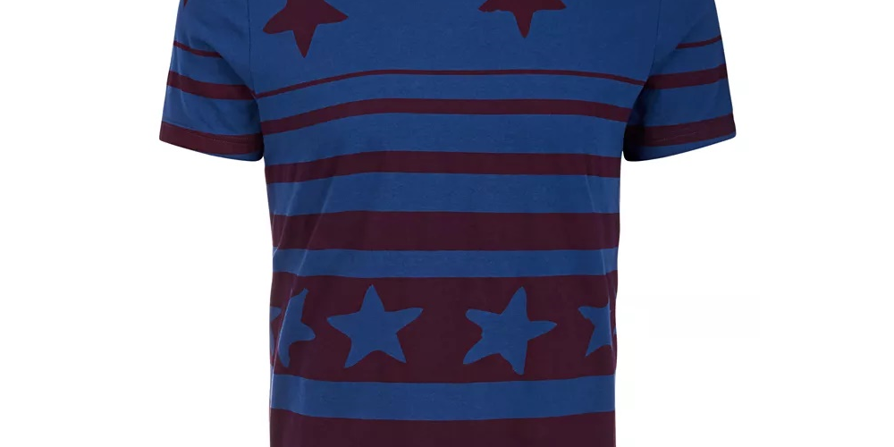 Camiseta masculina American Rag Stars &amp; Stripes azul tamanho XX-G