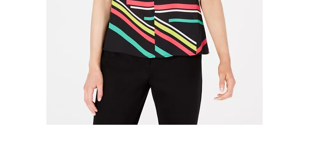 Blusa feminina sem mangas com decote em V Bar III, preta, tamanho grande