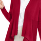 Cardigan feminino JM Collection Petite Mixed-Ribbed Flyaway, vermelho, tamanho PS