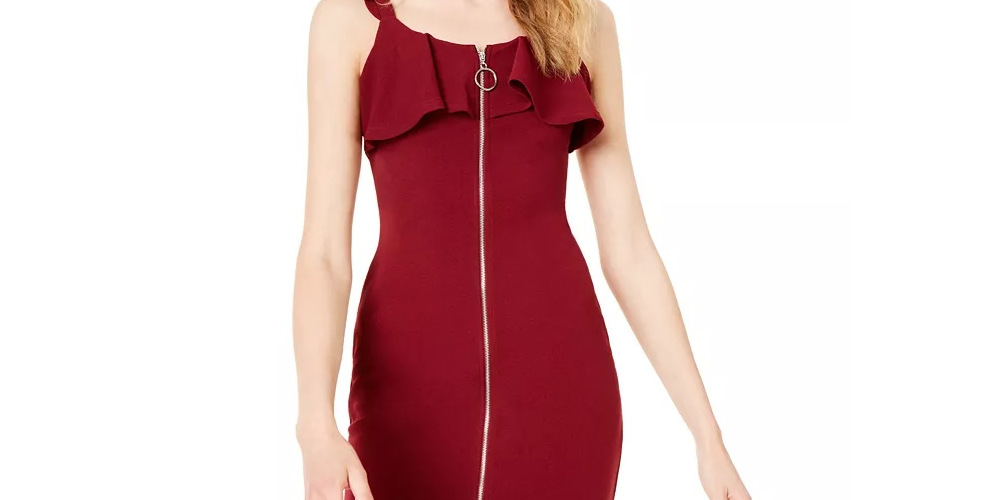 Vestido de coquetel sem mangas estilo bodycon Crave Fame Juniors, cor vinho, tamanho pequeno