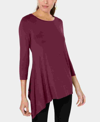 Blusa feminina Alfani com bainha assimétrica, vermelha, tamanho grande