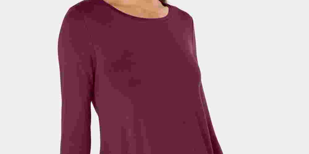 Blusa feminina Alfani com bainha assimétrica, vermelha, tamanho grande