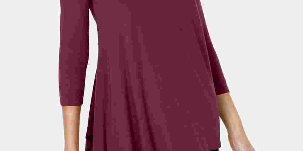 Blusa feminina Alfani com bainha assimétrica, vermelha, tamanho grande