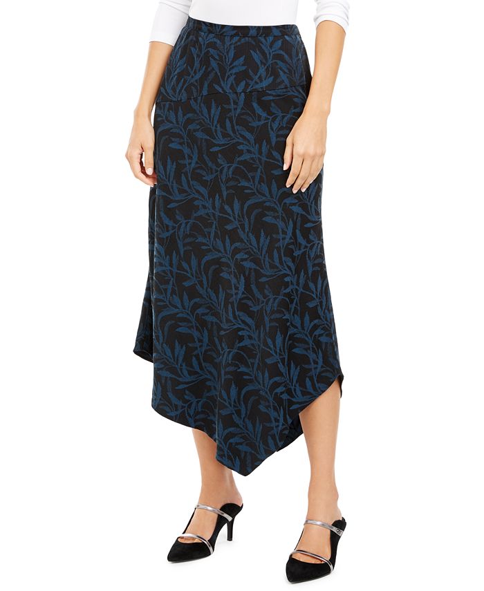 Saia MIDI assimétrica estampada feminina Alfani azul tamanho 14