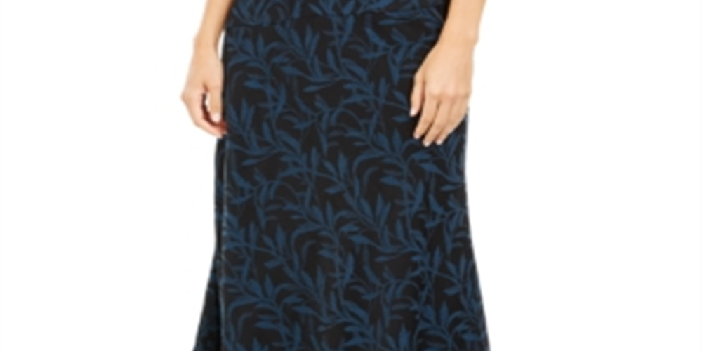 Saia MIDI assimétrica estampada feminina Alfani azul tamanho 14