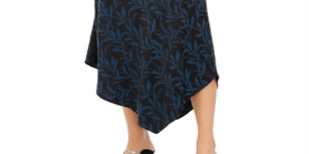 Saia MIDI assimétrica estampada feminina Alfani azul tamanho 14