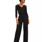 Macacão Calvin Klein Feminino com Decote em V e Ombros Abertos, Preto, Tamanho 12