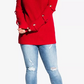 Suéter feminino plus size com mangas ilhós City Chic vermelho tamanho 22W