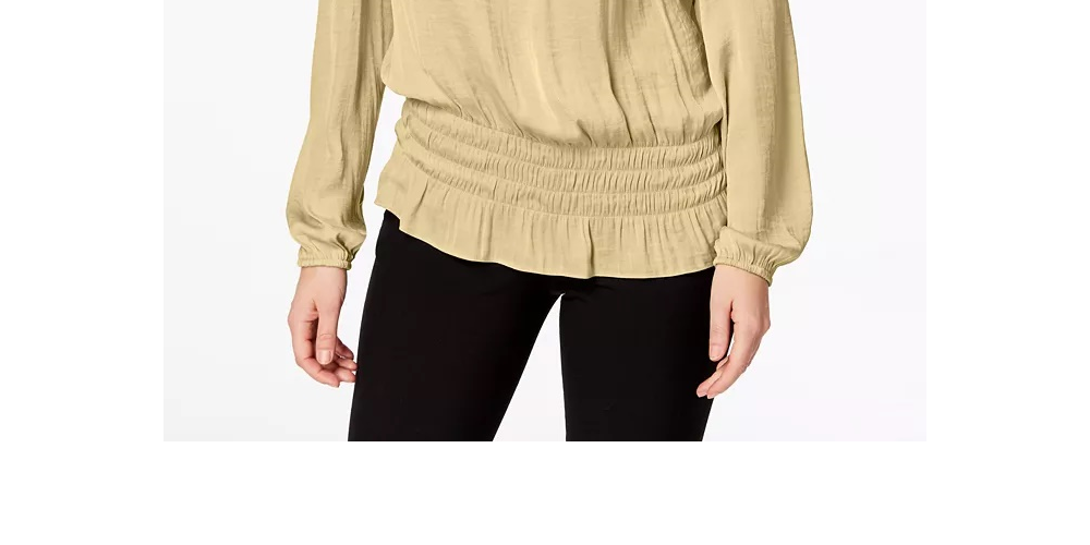 Blusa Alfani Feminina Smocked com Ombros Descobertos, Amarela, Tamanho Grande