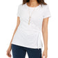 Top feminino com amarração lateral Style &amp; Co, branco, tamanho X-S