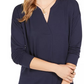 Blusa feminina com decote aberto Style &amp; Co, preta, tamanho X-S