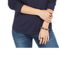 Blusa feminina com decote aberto Style &amp; Co, preta, tamanho X-S