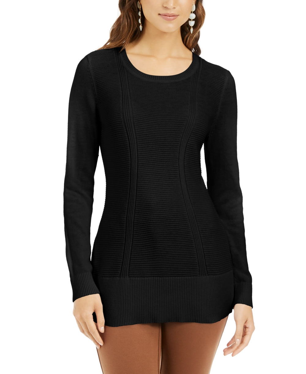 Suéter feminino de ponto misto Style &amp; Co, preto, tamanho médio