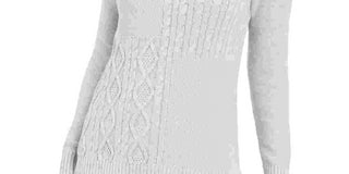 Suéter feminino Charter Club Petite com decote envelope e tricô trançado, cinza, tamanho Petite S