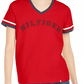Camiseta Tommy Hilfiger Sport Feminina com Gola V e Estampa Vermelha Tamanho Grande