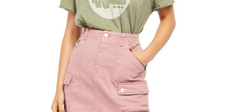 Minissaia lápis com zíper feminina Free People, rosa, tamanho 27