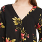 Top Polly &amp; Esther Juniors com amarração frontal e manga sino, preto, tamanho grande