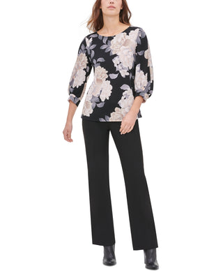 Blusa Calvin Klein Feminina Estampada Manga Longa Carvão Tamanho XG