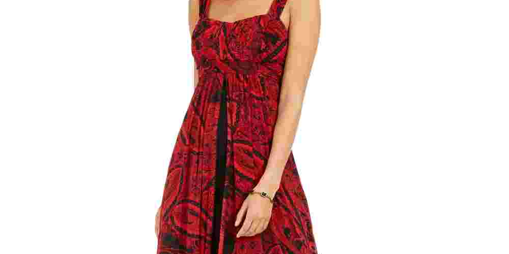 Macacão feminino skinny com alças finas e decote coração, estampado vermelho, tamanho 16, da Connected Apparel