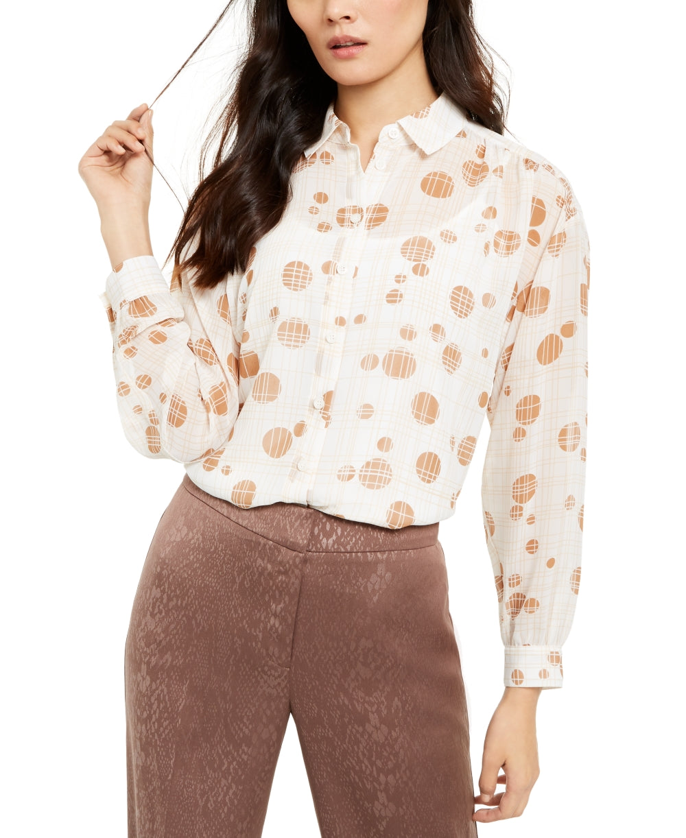 Blusa estampada feminina Alfani, branca, tamanho médio