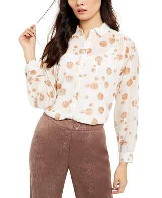 Blusa estampada feminina Alfani, branca, tamanho médio