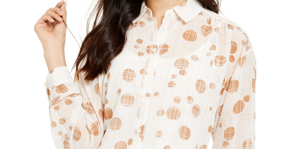 Blusa estampada feminina Alfani, branca, tamanho médio