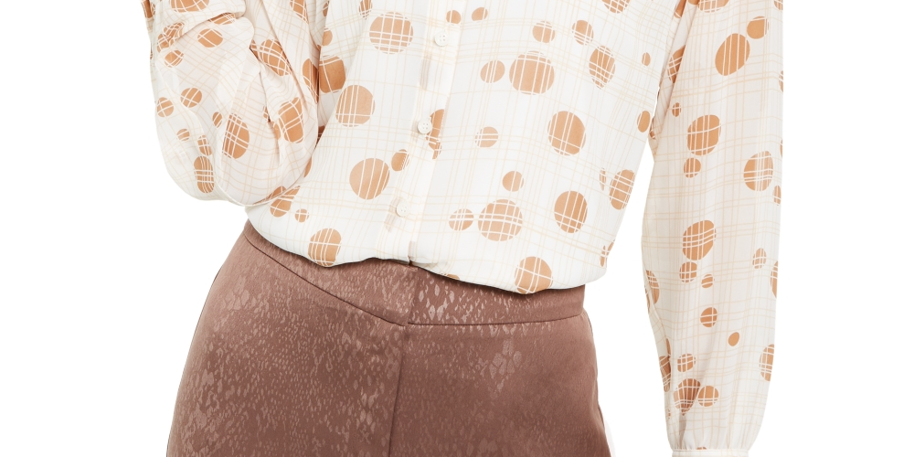 Blusa estampada feminina Alfani, branca, tamanho médio