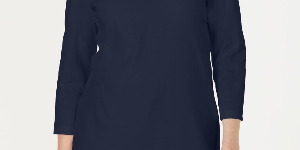 Blusa feminina Karen Scott manga três quartos azul tamanho médio