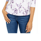 Karen Scott Blusa Feminina Estampada Manga 3/4 Branca e Azul Tamanho Pequeno