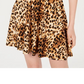Vestido curto com estampa animal feminina BCX, manga curta, decote em V, marrom, tamanho grande