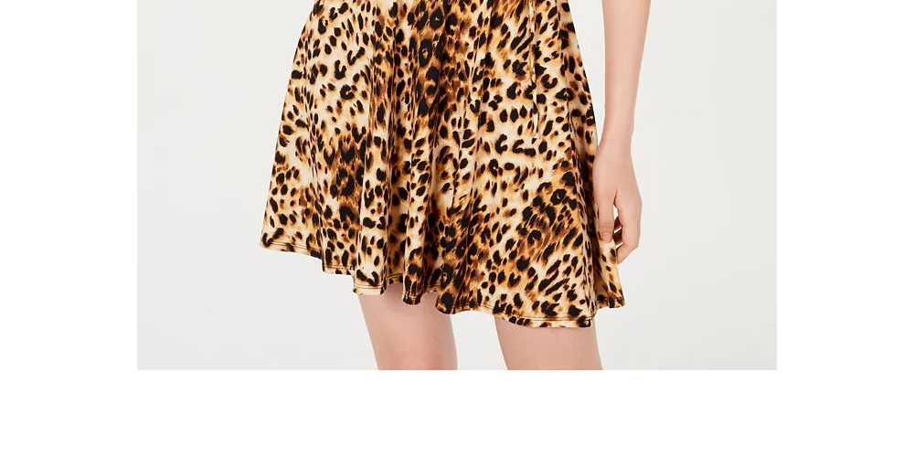 Vestido curto com estampa animal feminina BCX, manga curta, decote em V, marrom, tamanho grande
