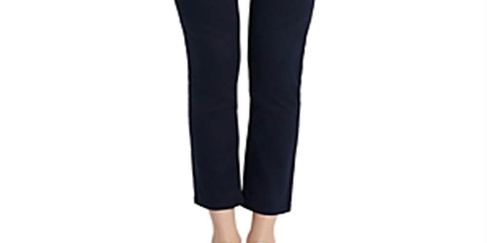 Calça reta feminina Calvin Klein com zíper, preta, tamanho 4