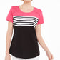 Karen Scott Tara Colorblocked Listras Rebite Top Feminino Rosa Tamanho P
