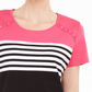 Karen Scott Tara Colorblocked Listras Rebite Top Feminino Rosa Tamanho P
