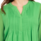 Charter Club Blusa Feminina com Babados Duplos e Estampa Pintuck Verde Tamanho P
