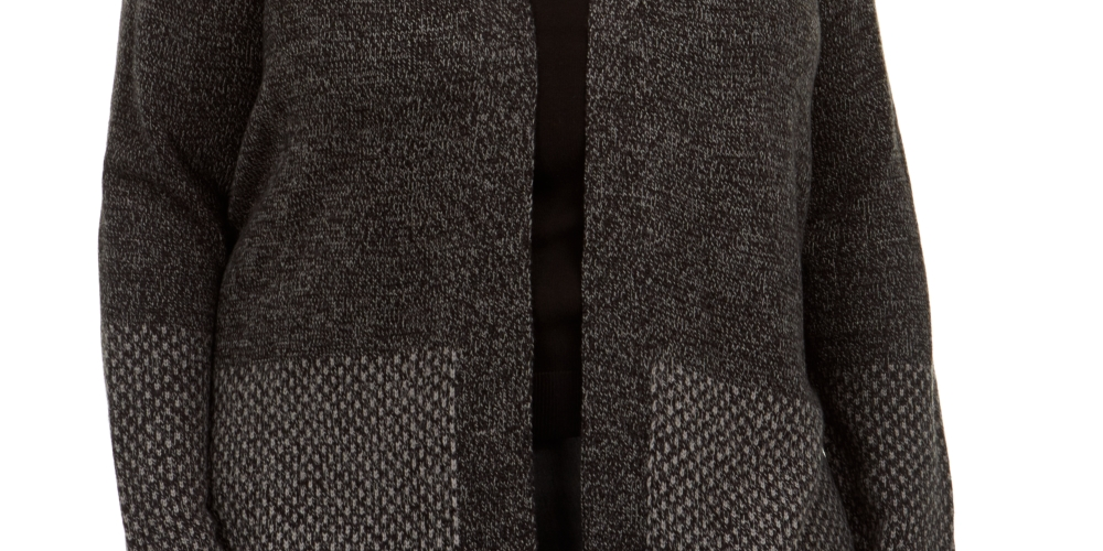 Karen Scott Cardigan Feminino Plus Size Estampado com Borda Preto Tamanho 0X-G