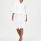 Terno feminino Le Suit com saia de crepe de três botões, branco, tamanho 14