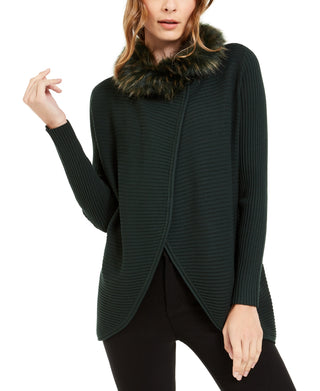 Cardigan Alfani Feminino com Acabamento em Pele Sintética Verde Tamanho Médio