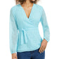 Charter Club Top feminino com recortes e bolinhas, azul anjo, tamanho XX-G