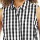 Camisa feminina com estampa xadrez e bainha amarrada, preta, tamanho 10, da Charter Club
