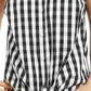 Camisa feminina com estampa xadrez e bainha amarrada, preta, tamanho 10, da Charter Club