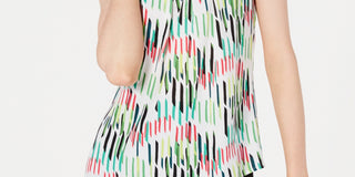 Bar III Women's Printed Sleeveless Halter-Neck Top Green Size Small